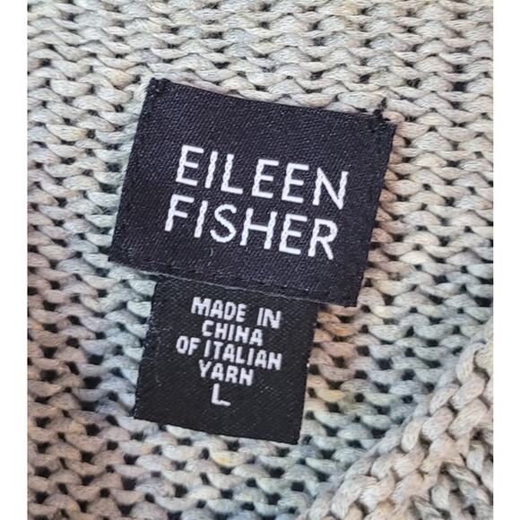 Eileen Fisher Cotton Linen Beige Lofty Slub Knit Turtleneck Sleeveless Top L - Picture 4 of 7